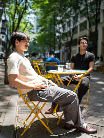 Linen Rayon-Striped Slacks/Charcoal Gray
