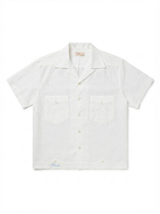CROPPED OPEN COLLAR SHIRT / White