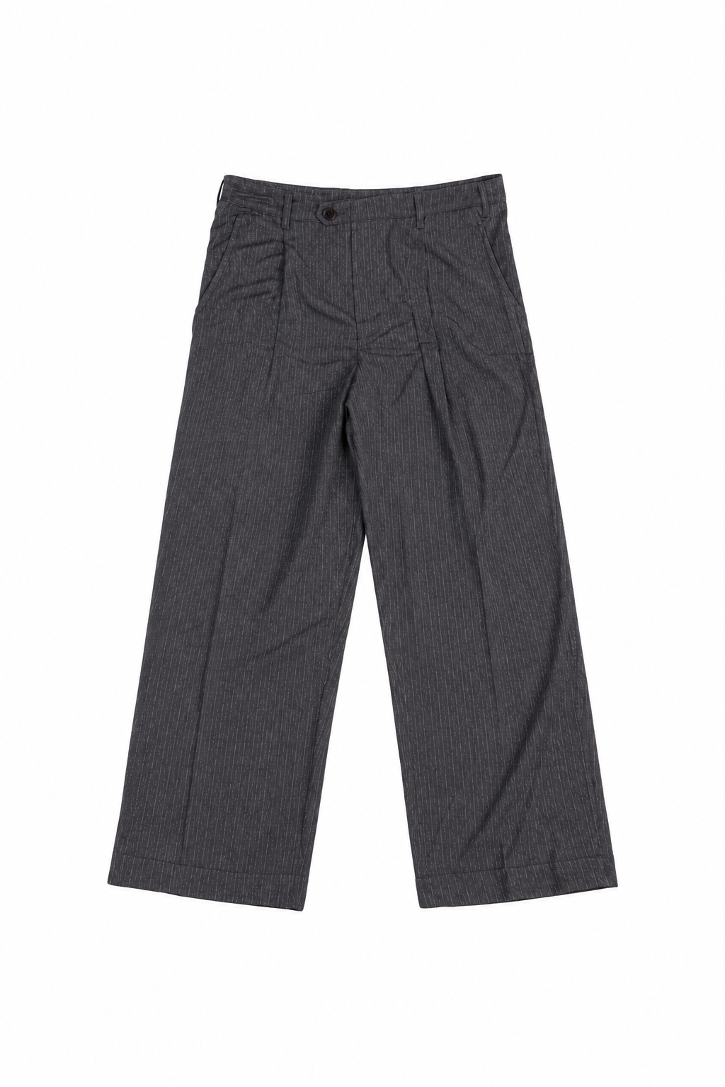 Linen Rayon-Striped Slacks/Charcoal Gray