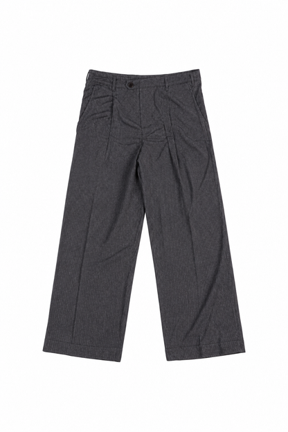 Linen Rayon-Striped Slacks/Charcoal Gray
